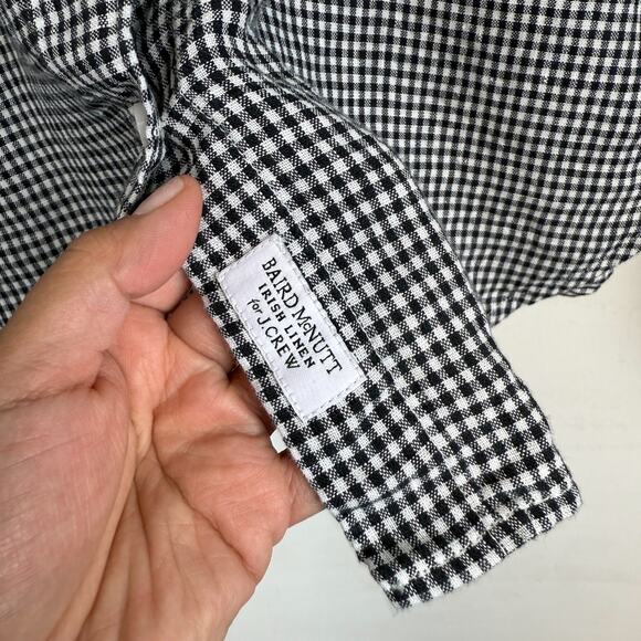 J.Crew Womens Baird McNutt Irish Linen Slim Fit Gingham Button Shirt Black - 8 - Picture 5 of 11